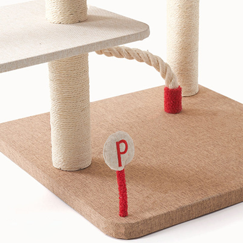 Contemporary Creative Square Particleboard Velvet Fabric Sisal Multi-Functional Cat Tree For Living Room Cuvalon