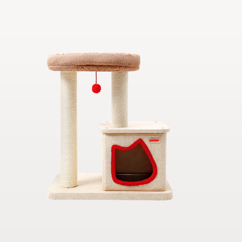 Contemporary Creative Square Particleboard Velvet Fabric Sisal Multi-Functional Cat Tree For Living Room Cuvalon