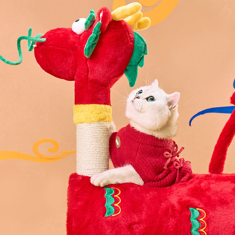 Contemporary Creative Round Particleboard Velvet Fabric Hemp Rope Paper Tube Chinese-Style Cat Tree For Living Room Cuvalon