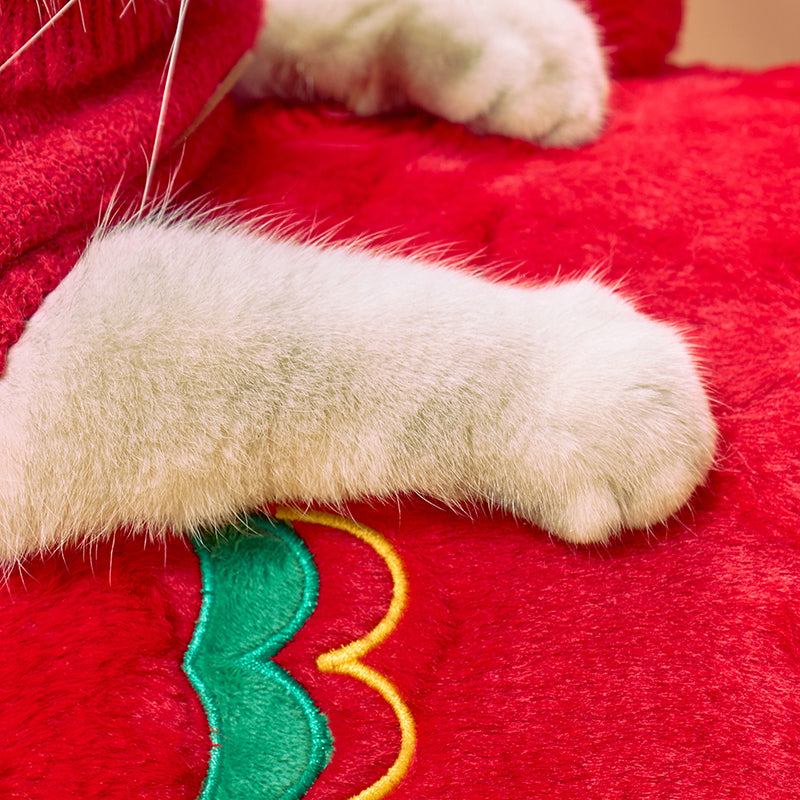 Contemporary Creative Round Particleboard Velvet Fabric Hemp Rope Paper Tube Chinese-Style Cat Tree For Living Room Cuvalon