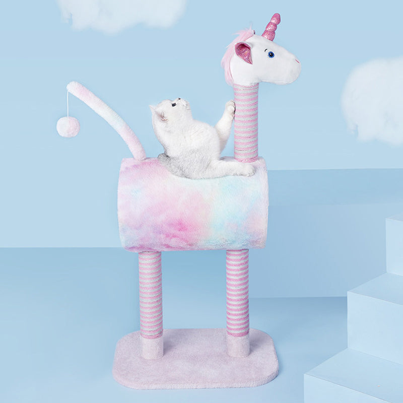 Contemporary Creative Round Medium-Density Fiberboard Velvet Fabric Jute Paper Tube Plastic Cat Tree For Living Room Cuvalon
