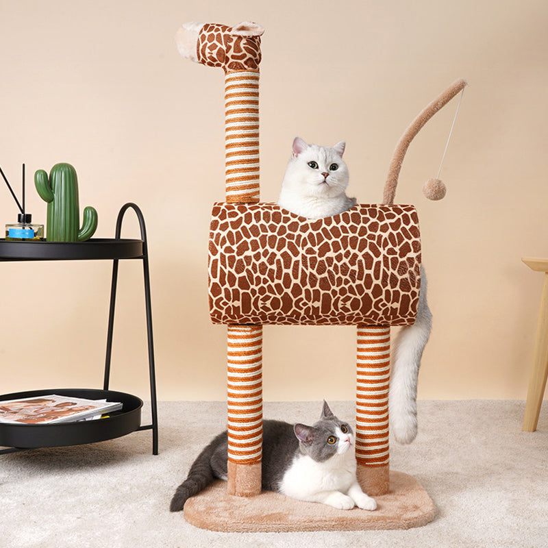Contemporary Creative Round Medium-Density Fiberboard Velvet Fabric Jute Paper Tube Plastic Cat Tree For Living Room Cuvalon