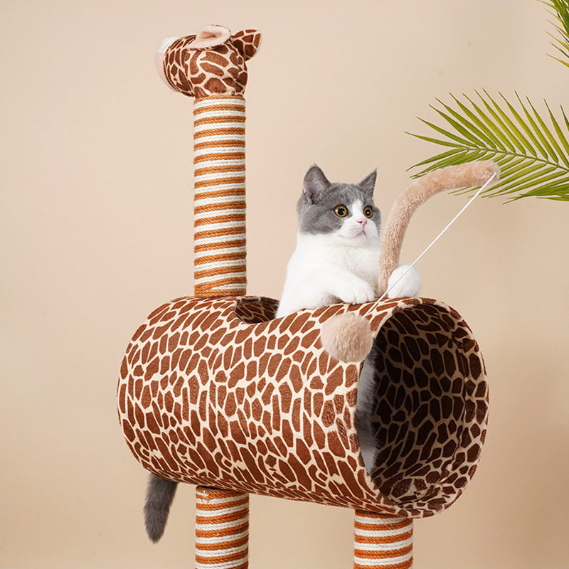 Contemporary Creative Round Medium-Density Fiberboard Velvet Fabric Jute Paper Tube Plastic Cat Tree For Living Room Cuvalon