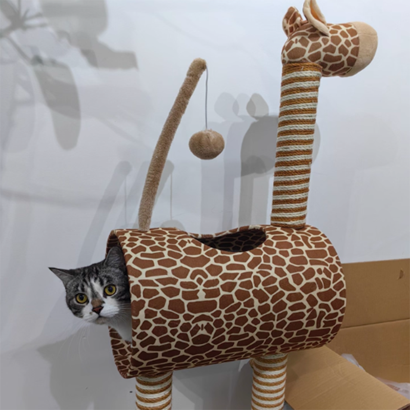 Contemporary Creative Round Medium-Density Fiberboard Velvet Fabric Jute Paper Tube Plastic Cat Tree For Living Room Cuvalon