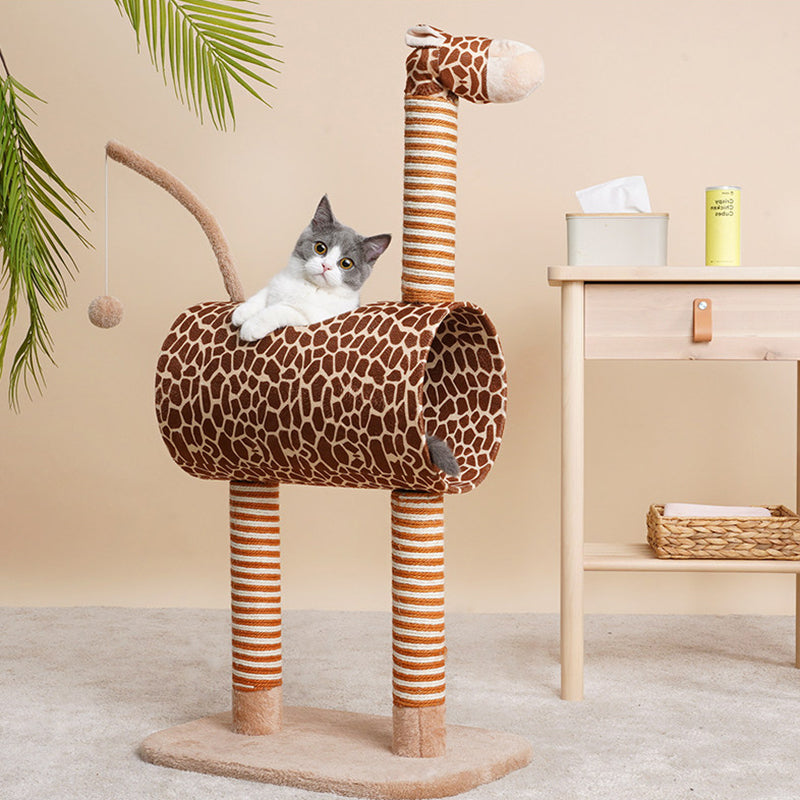 Contemporary Creative Round Medium-Density Fiberboard Velvet Fabric Jute Paper Tube Plastic Cat Tree For Living Room Cuvalon
