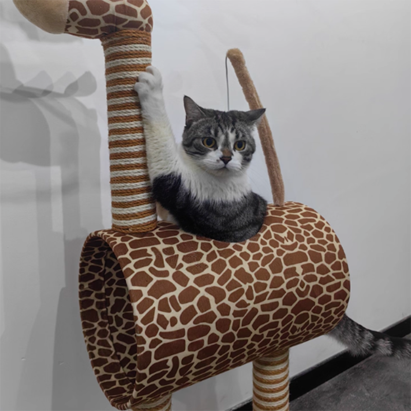 Contemporary Creative Round Medium-Density Fiberboard Velvet Fabric Jute Paper Tube Plastic Cat Tree For Living Room Cuvalon