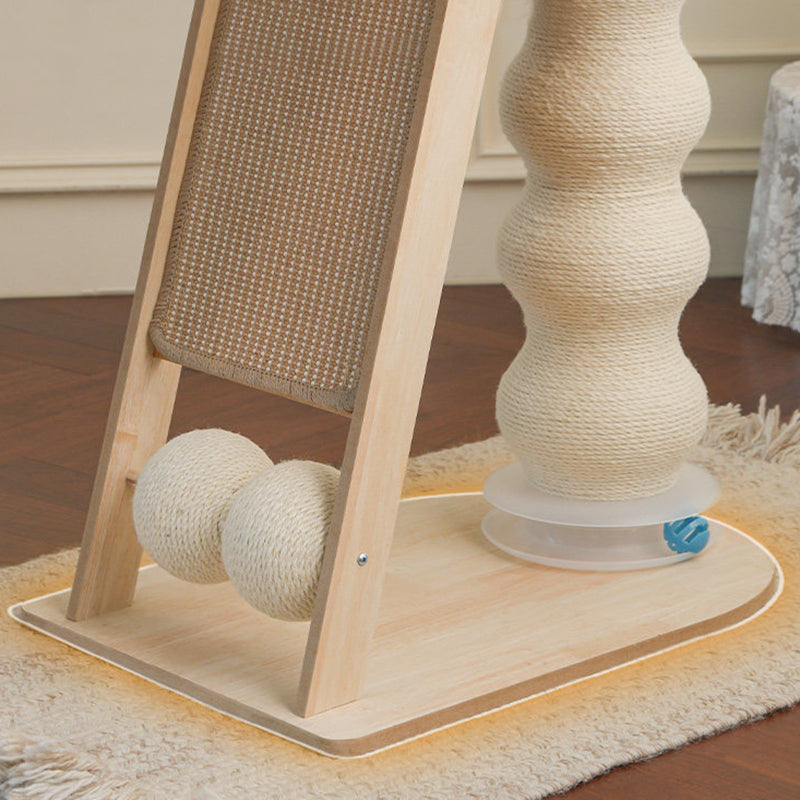 Contemporary Scandinavian Rectangular Medium-Density Fiberboard Hemp Mat Sisal Cat Tree For Living Room Cuvalon