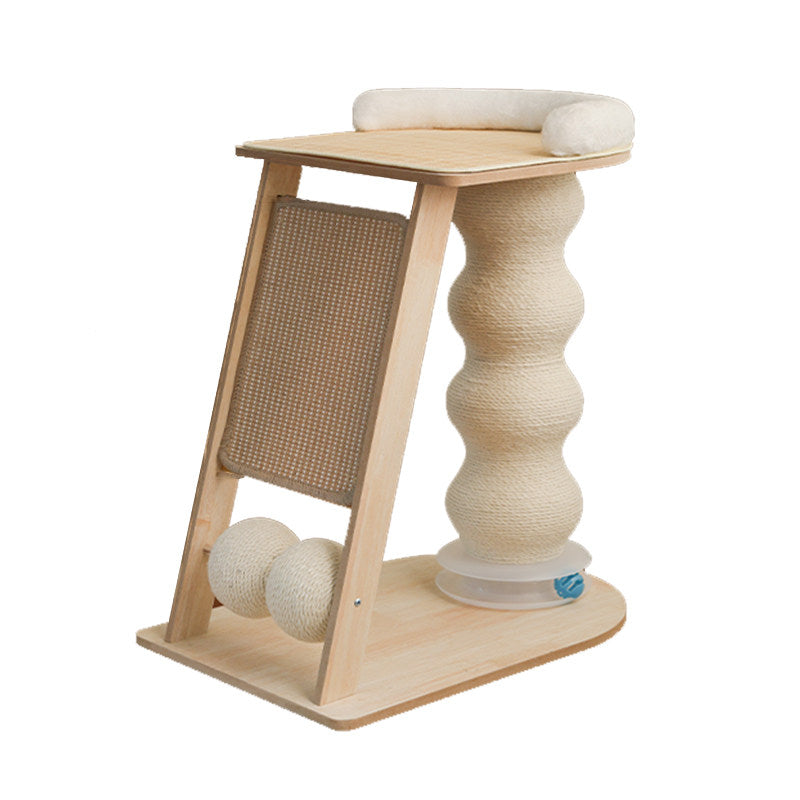 Contemporary Scandinavian Rectangular Medium-Density Fiberboard Hemp Mat Sisal Cat Tree For Living Room Cuvalon