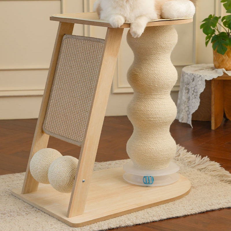 Contemporary Scandinavian Rectangular Medium-Density Fiberboard Hemp Mat Sisal Cat Tree For Living Room Cuvalon
