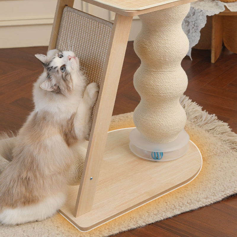 Contemporary Scandinavian Rectangular Medium-Density Fiberboard Hemp Mat Sisal Cat Tree For Living Room Cuvalon
