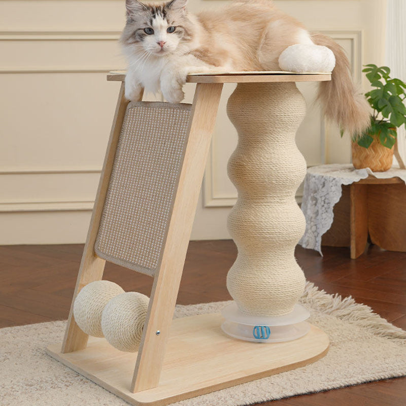 Contemporary Scandinavian Rectangular Medium-Density Fiberboard Hemp Mat Sisal Cat Tree For Living Room Cuvalon