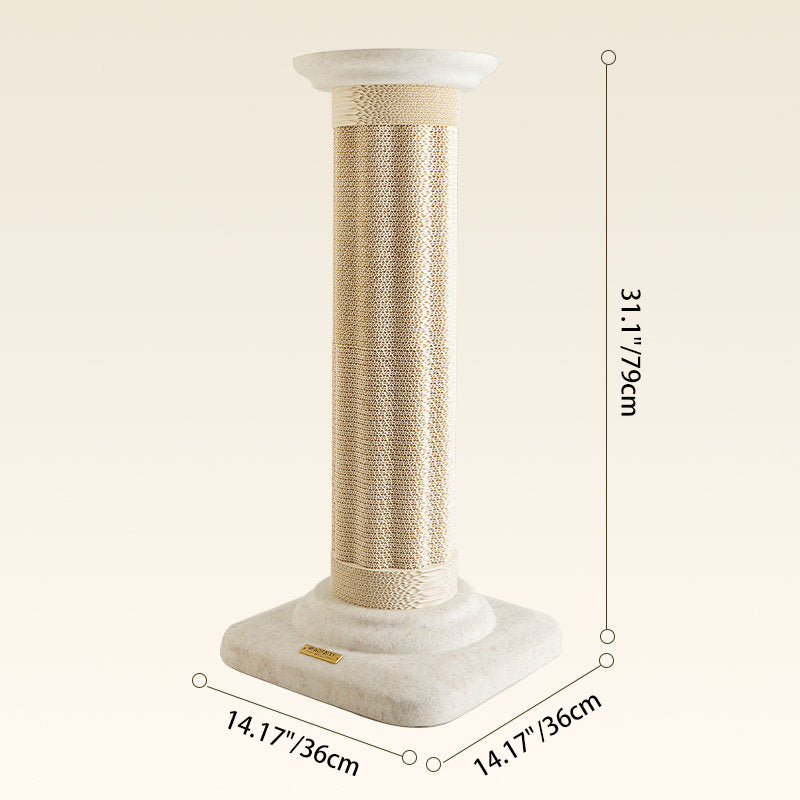 Contemporary Scandinavian Round Medium-Density Fiberboard Corrugated Paper Hemp Rope Felt Cat Scratcher Cat Tree For Living Room Cuvalon