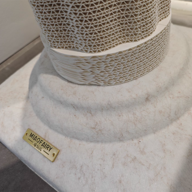 Contemporary Scandinavian Round Medium-Density Fiberboard Corrugated Paper Hemp Rope Felt Cat Scratcher Cat Tree For Living Room Cuvalon