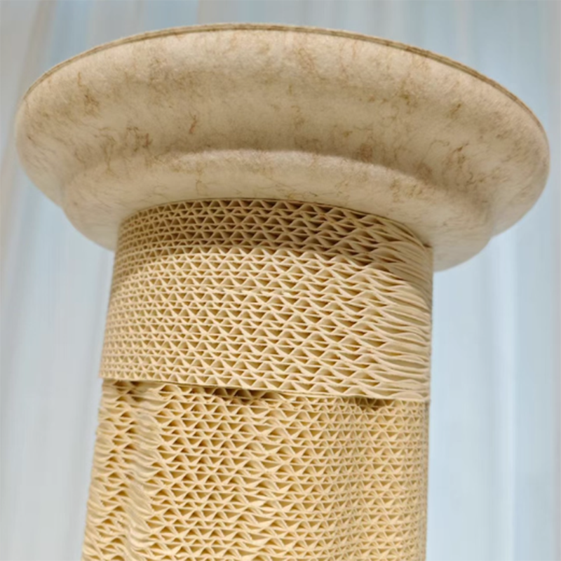 Contemporary Scandinavian Round Medium-Density Fiberboard Corrugated Paper Hemp Rope Felt Cat Scratcher Cat Tree For Living Room Cuvalon