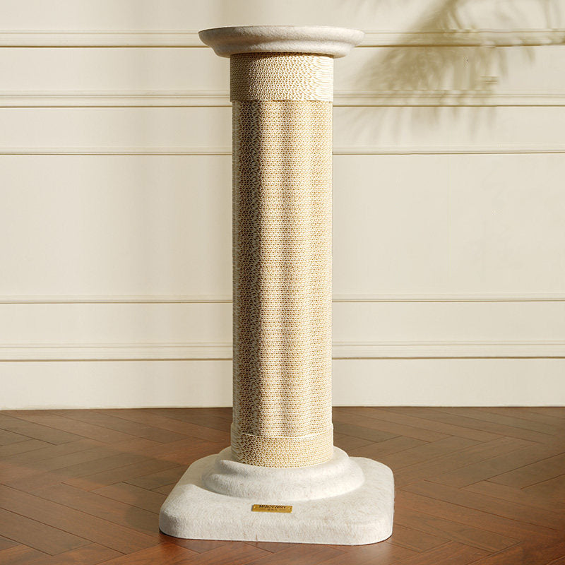 Contemporary Scandinavian Round Medium-Density Fiberboard Corrugated Paper Hemp Rope Felt Cat Scratcher Cat Tree For Living Room Cuvalon