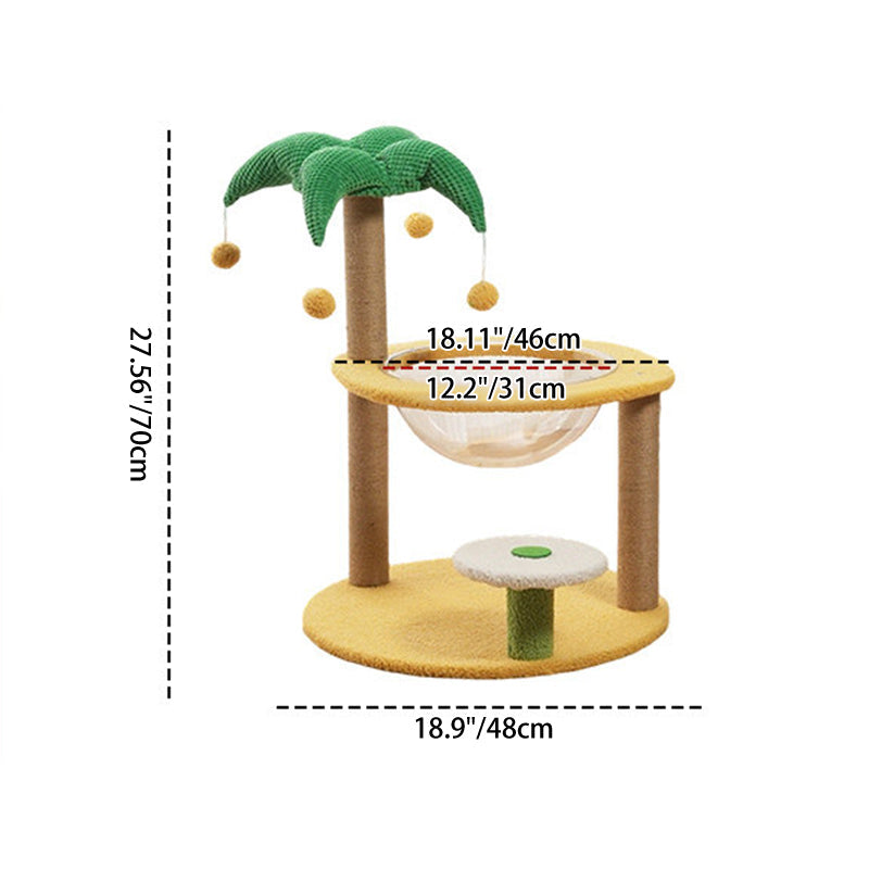 Contemporary Creative Round Medium-Density Fiberboard Velvet Fabric Sisal Coconut Tree Cat Tree For Living Room Cuvalon