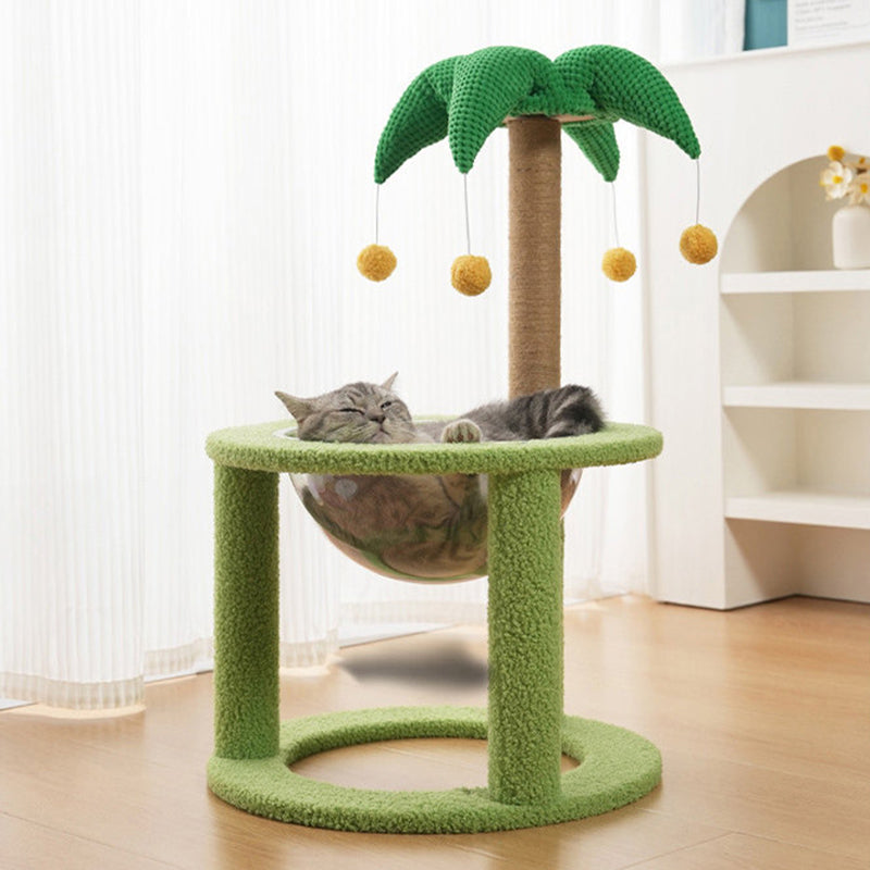 Contemporary Creative Round Medium-Density Fiberboard Velvet Fabric Sisal Coconut Tree Cat Tree For Living Room Cuvalon