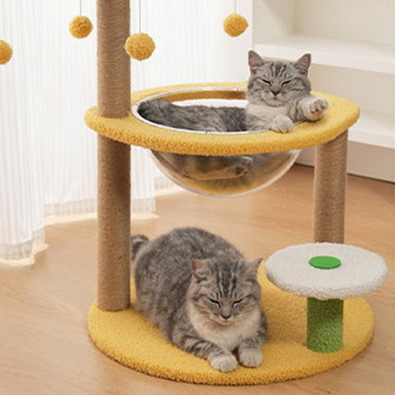 Contemporary Creative Round Medium-Density Fiberboard Velvet Fabric Sisal Coconut Tree Cat Tree For Living Room Cuvalon