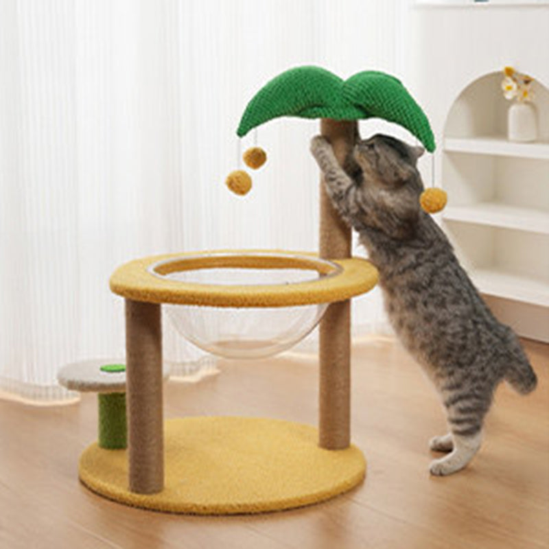 Contemporary Creative Round Medium-Density Fiberboard Velvet Fabric Sisal Coconut Tree Cat Tree For Living Room Cuvalon