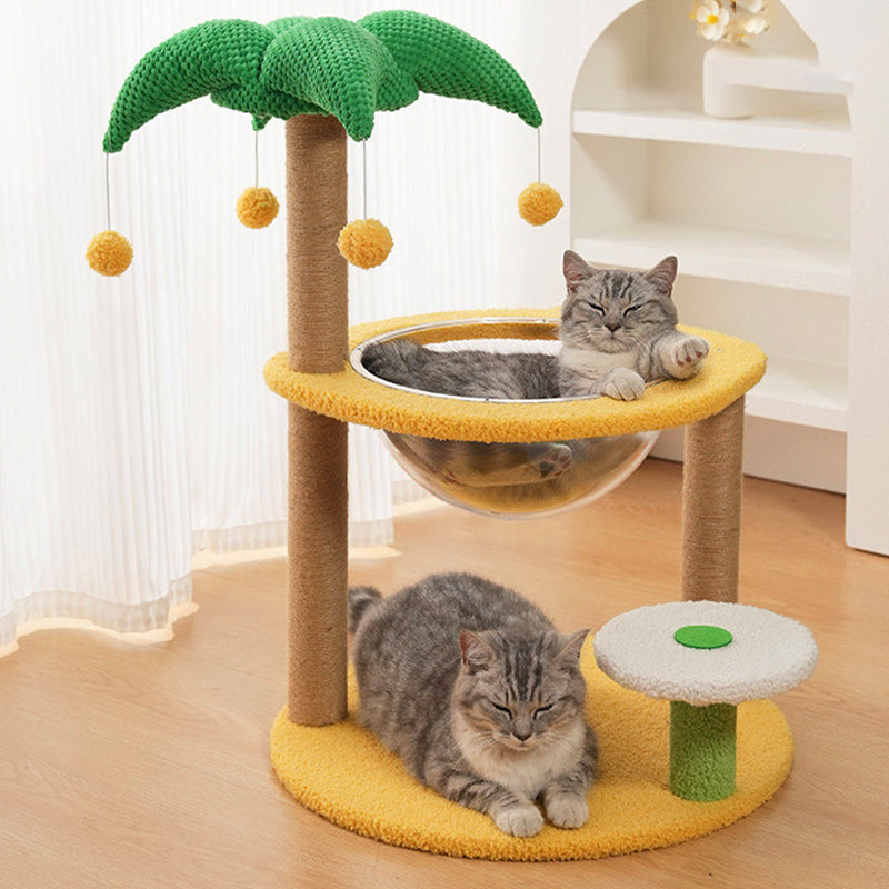 Contemporary Creative Round Medium-Density Fiberboard Velvet Fabric Sisal Coconut Tree Cat Tree For Living Room Cuvalon