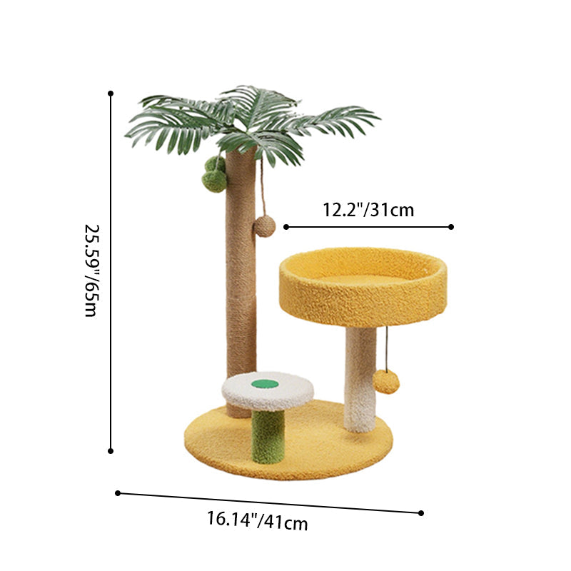 Contemporary Creative Round Medium-Density Fiberboard Velvet Fabric Sisal Coconut Tree Cat Tree For Living Room Cuvalon