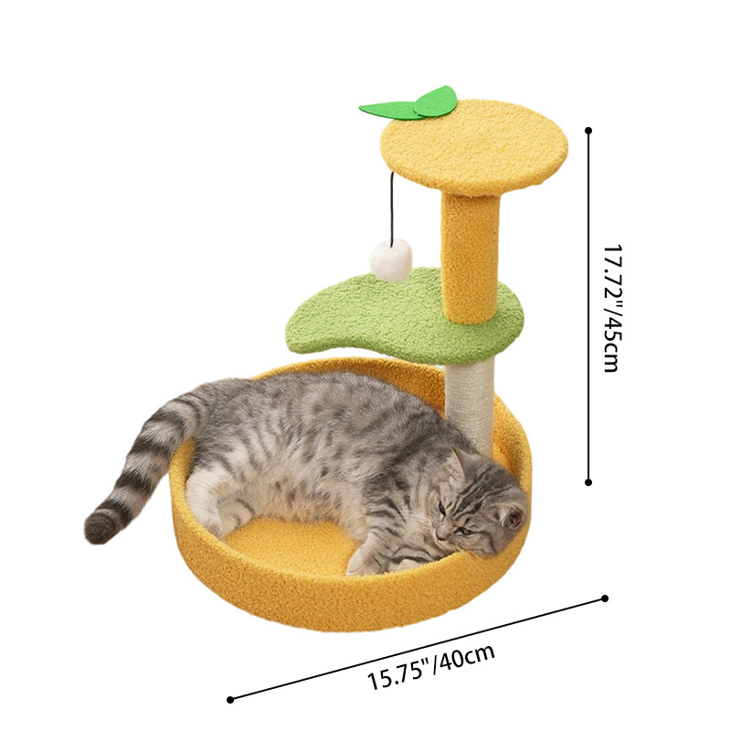 Contemporary Creative Round Medium-Density Fiberboard Velvet Fabric Sisal Coconut Tree Cat Tree For Living Room Cuvalon