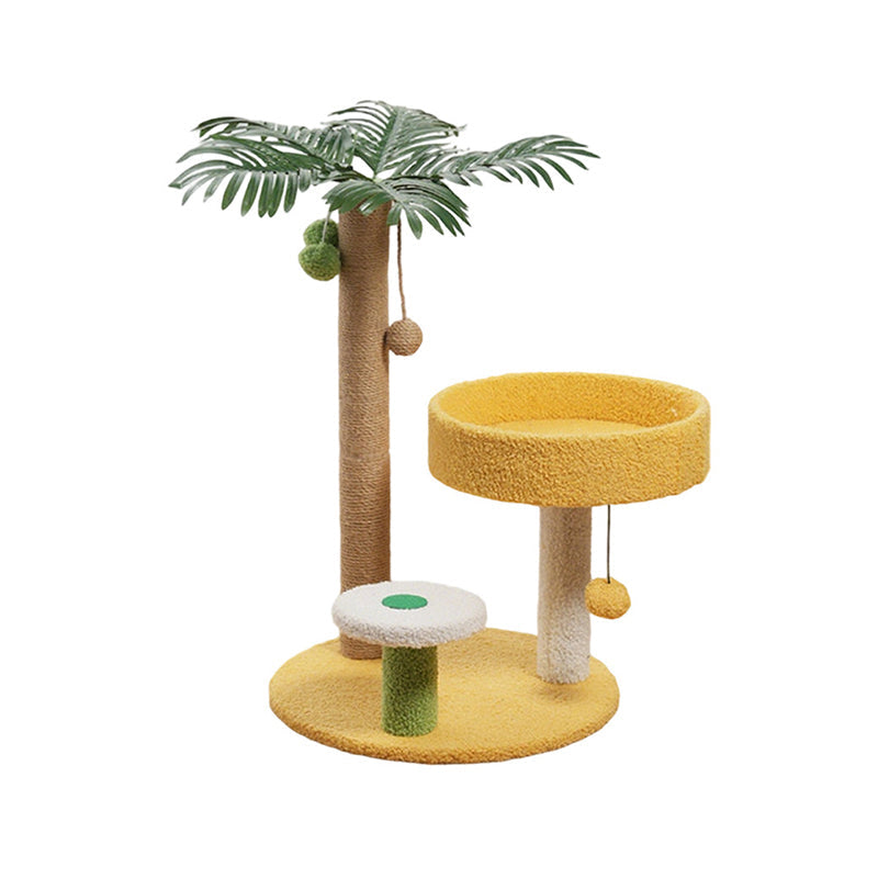 Contemporary Creative Round Medium-Density Fiberboard Velvet Fabric Sisal Coconut Tree Cat Tree For Living Room Cuvalon