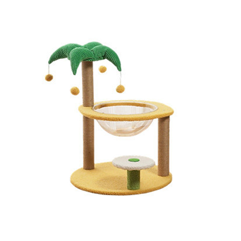 Contemporary Creative Round Medium-Density Fiberboard Velvet Fabric Sisal Coconut Tree Cat Tree For Living Room Cuvalon