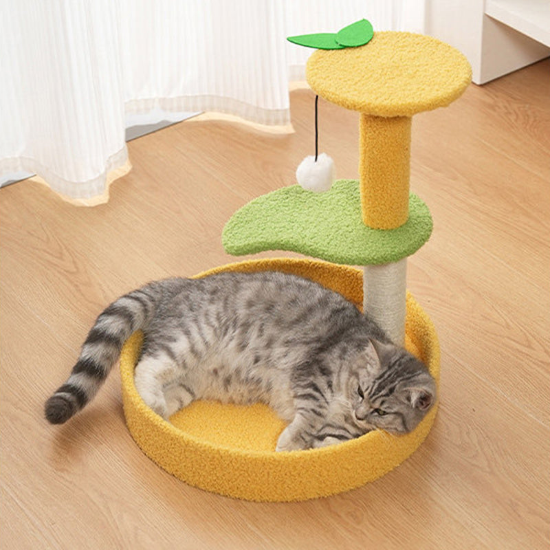 Contemporary Creative Round Medium-Density Fiberboard Velvet Fabric Sisal Coconut Tree Cat Tree For Living Room Cuvalon