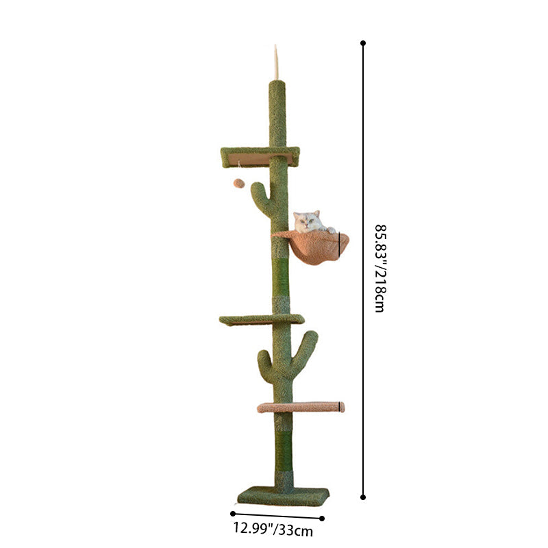 Contemporary Creative Rectangular Particleboard Velvet Fabric Sisal Paper Tube Cactus Cat Tree For Living Room Cuvalon