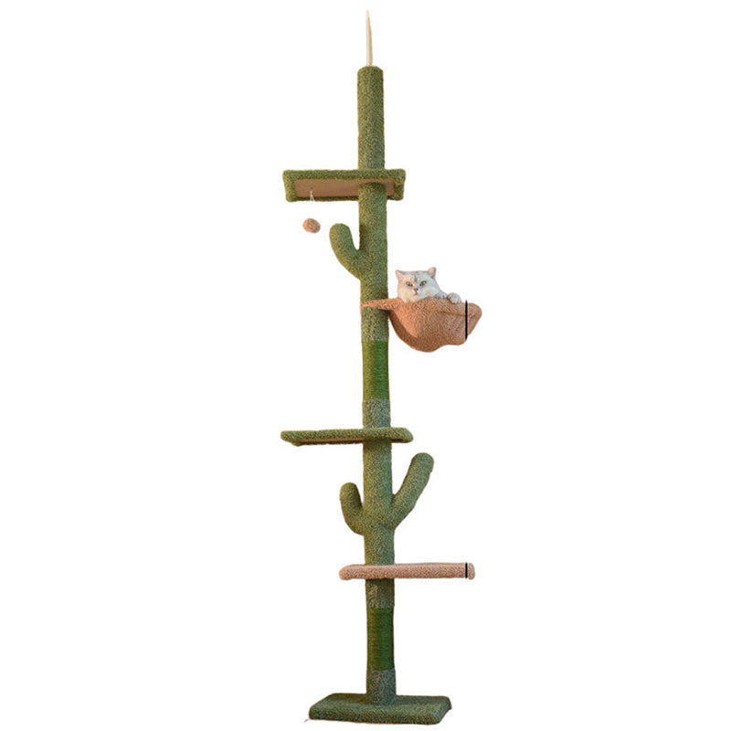 Contemporary Creative Rectangular Particleboard Velvet Fabric Sisal Paper Tube Cactus Cat Tree For Living Room Cuvalon