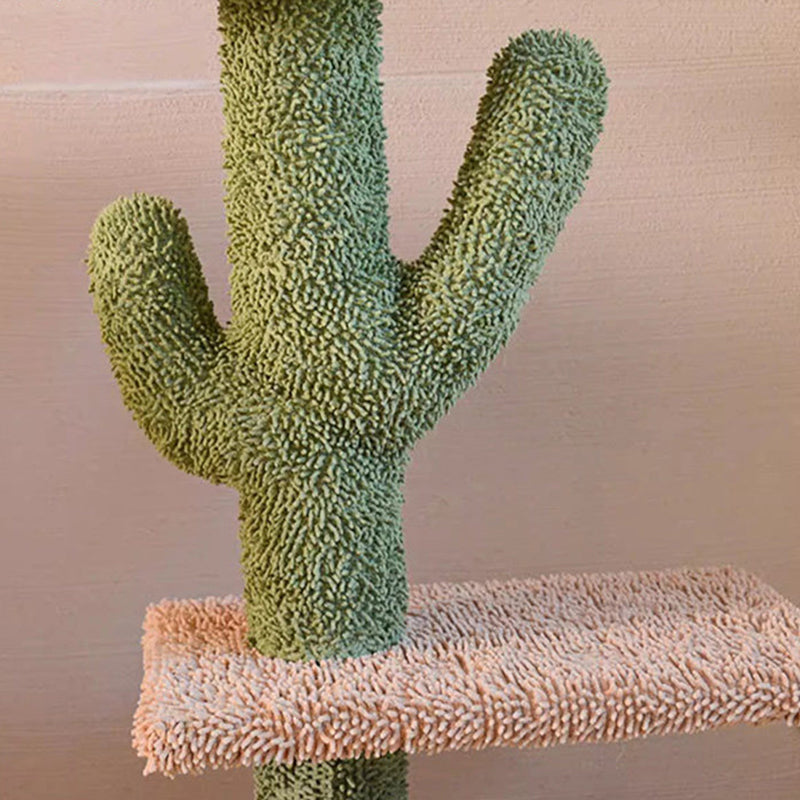 Contemporary Creative Rectangular Particleboard Velvet Fabric Sisal Paper Tube Cactus Cat Tree For Living Room Cuvalon