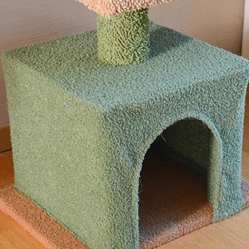 Contemporary Creative Rectangular Particleboard Velvet Fabric Sisal Paper Tube Cactus Cat Tree For Living Room Cuvalon