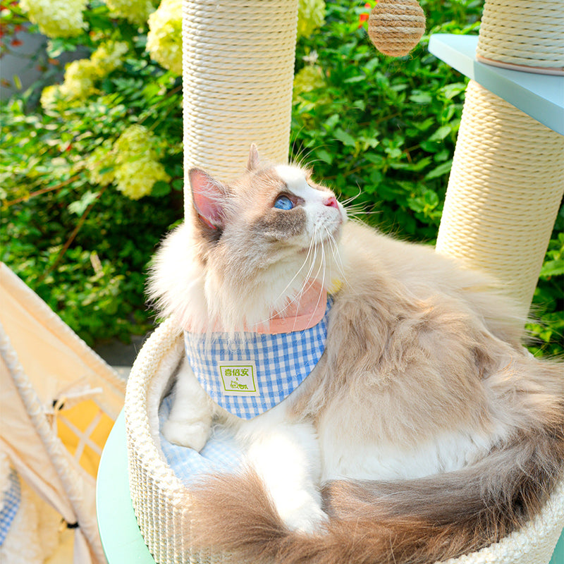 Contemporary Scandinavian Round Multi-Layer Solid Wood Panel Fiberboard Paper Rope Paper Tube Cat Tree 5-Tier For Living Room Cuvalon