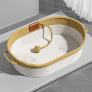 Contemporary Scandinavian Oval Linen-Cotton Rope Woven Cat Bed For Living Room & Bedroom Cuvalon