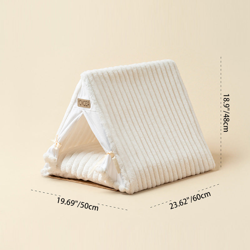 Contemporary Scandinavian Triangular Iron Velvet Fabric Foldable Cat Bed For Living Room & Bedroom Cuvalon