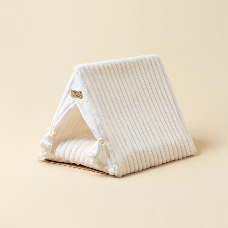 Contemporary Scandinavian Triangular Iron Velvet Fabric Foldable Cat Bed For Living Room & Bedroom Cuvalon