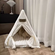 Contemporary Scandinavian Triangular Iron Velvet Fabric Foldable Cat Bed For Living Room & Bedroom Cuvalon