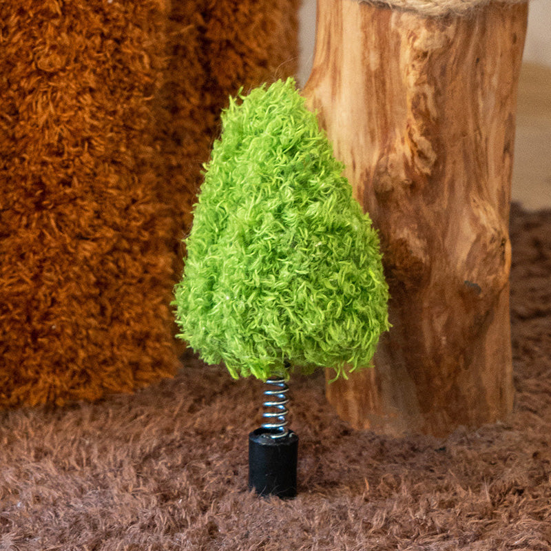 Contemporary Creative Round Particleboard Natural Fruitwood Velvet Fabric Sisal Tree Stump Cat Tree 3-Tier For Living Room Cuvalon