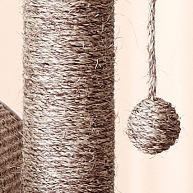 Contemporary Scandinavian Round Particleboard Velvet Fabric Sisal Paper Tube Cat Tree 3-Tier For Living Room Cuvalon