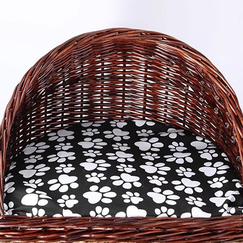 Traditional Farmhouse Half-Round Willow Hemp Rope Handwoven Cat Bed 2-Tier For Bedroom Cuvalon