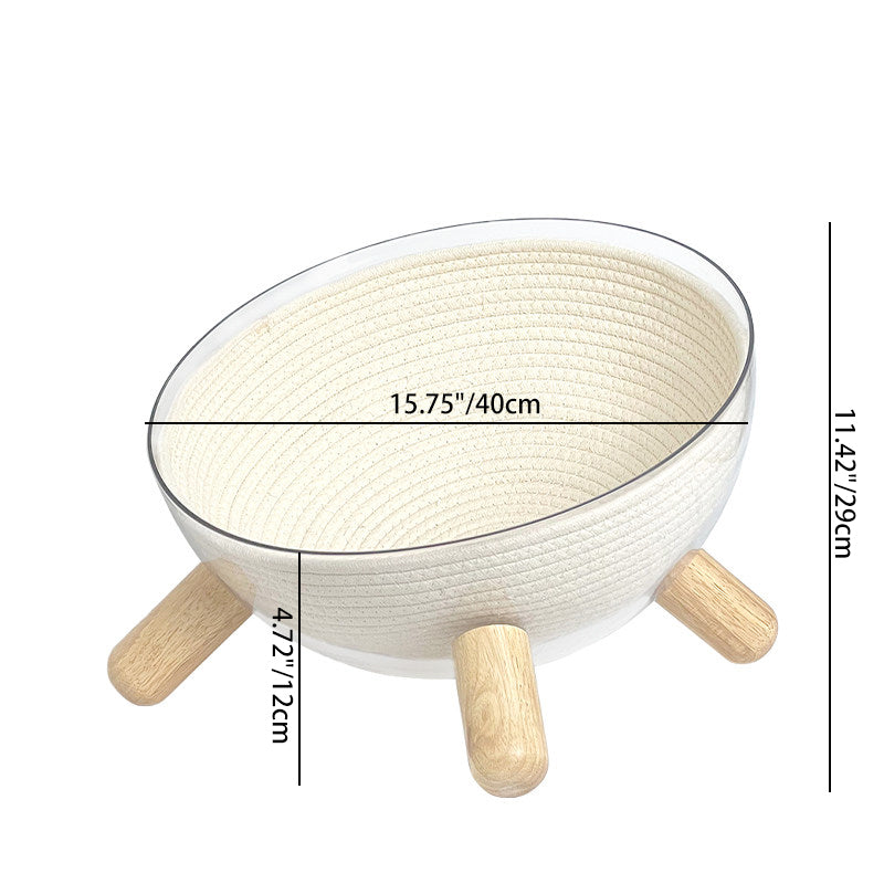 Contemporary Scandinavian Round Rubberwood PET Iron Clear Cat Bed For Bedroom Cuvalon