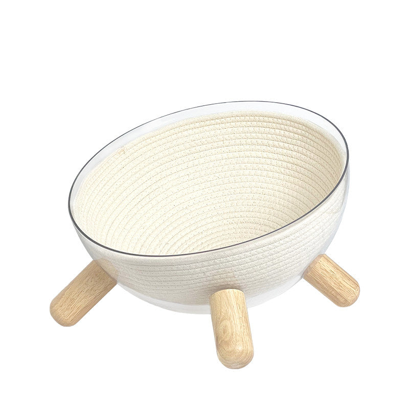 Contemporary Scandinavian Round Rubberwood PET Iron Clear Cat Bed For Bedroom Cuvalon