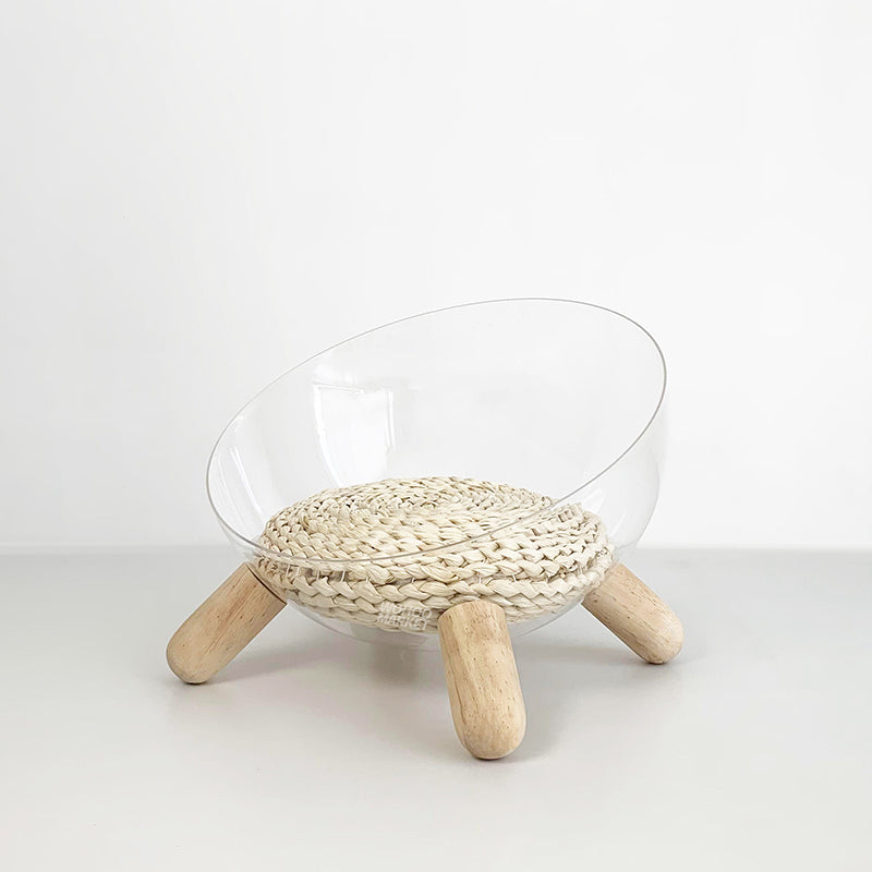 Contemporary Scandinavian Round Rubberwood PET Iron Clear Cat Bed For Bedroom Cuvalon
