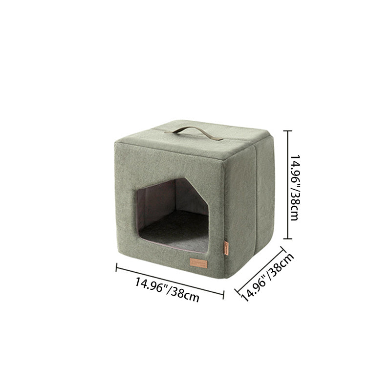 Contemporary Scandinavian Square Linen Fabric Sponge Cat Bed For Living Room Cuvalon