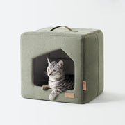 Contemporary Scandinavian Square Linen Fabric Sponge Cat Bed For Living Room Cuvalon