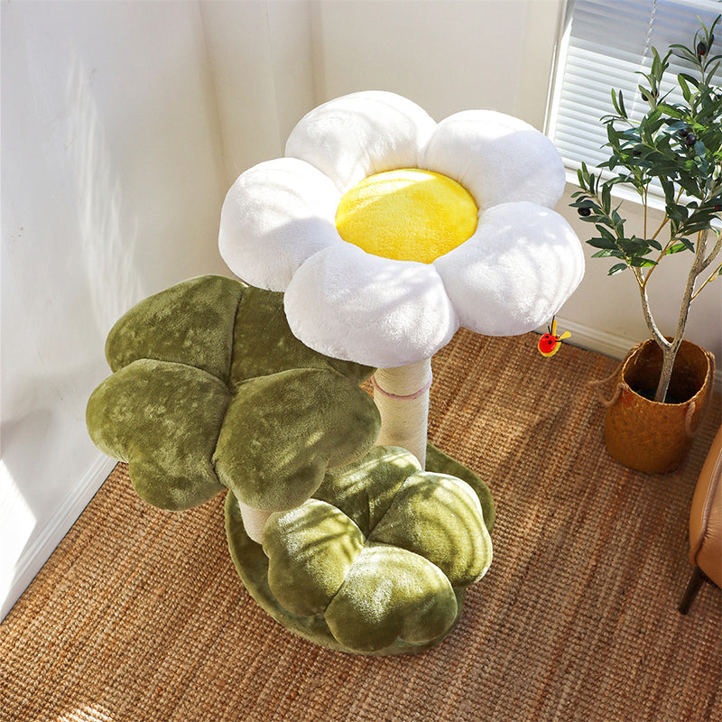 Contemporary Creative Round Particleboard Velvet Fabric Sisal Cat Tree 3-Tier For Living Room Cuvalon