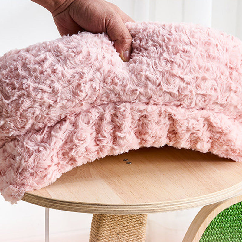 Contemporary Creative Round Multi-Layer Solid Wood Panel Medium-Density Fiberboard Sisal Hemp Rope Velvet Fabric Cat Tree 3-Tier For Living Room Cuvalon