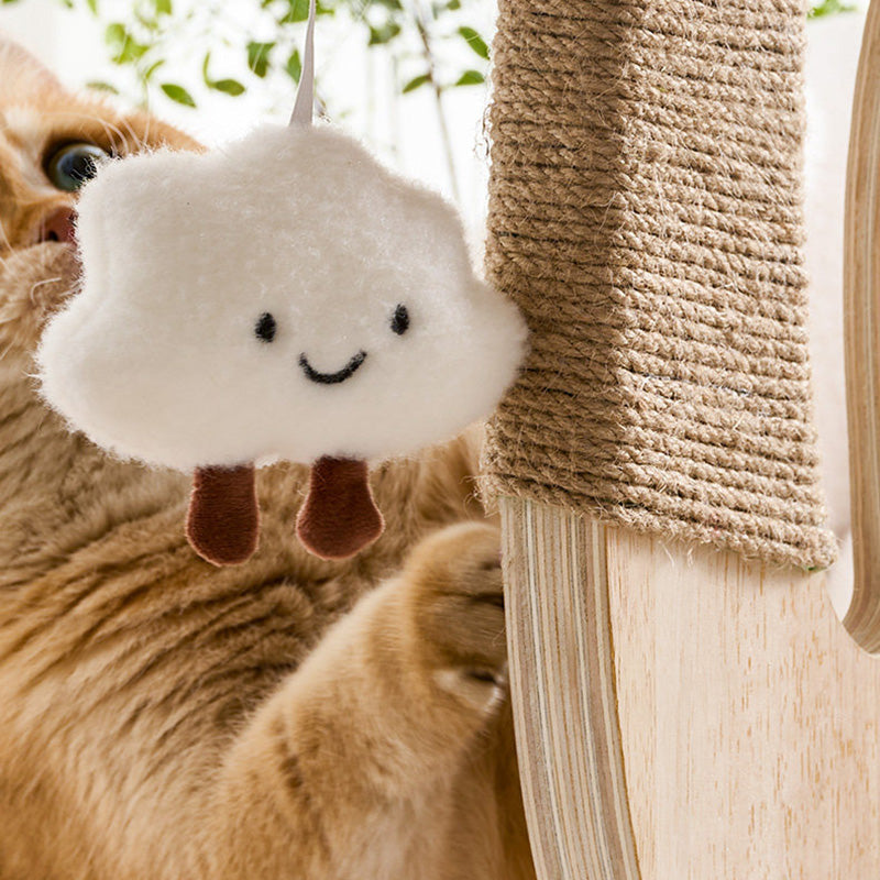 Contemporary Creative Round Multi-Layer Solid Wood Panel Medium-Density Fiberboard Sisal Hemp Rope Velvet Fabric Cat Tree 3-Tier For Living Room Cuvalon