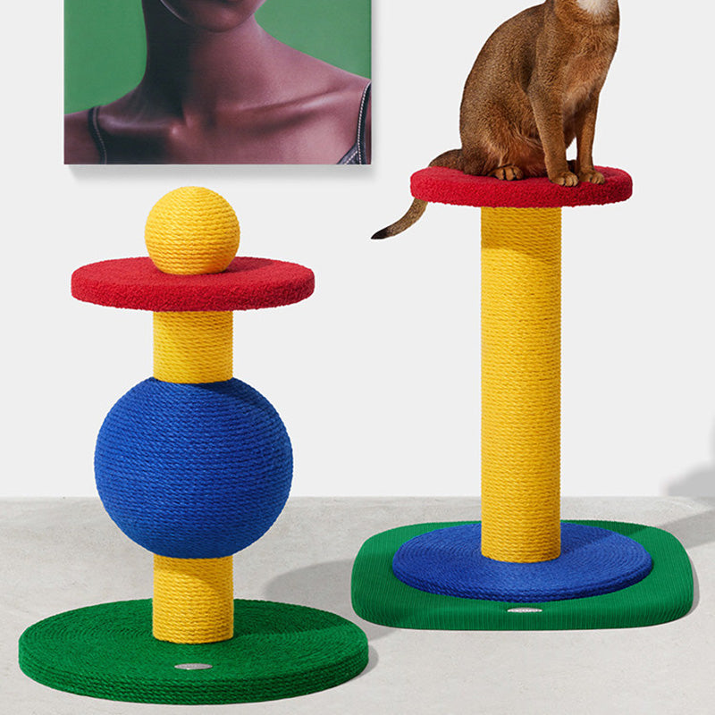Contemporary Creative Rectangular Particleboard Corrugated Paper Sisal Jute EPS Cat Tree 2/3/4-Tier For Living Room Cuvalon